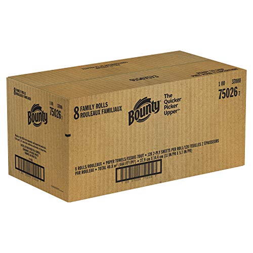 Bounty Quick Size Paper Towels, White, 8 Family Rolls = 20 Regular Rolls (Packaging May Vary)