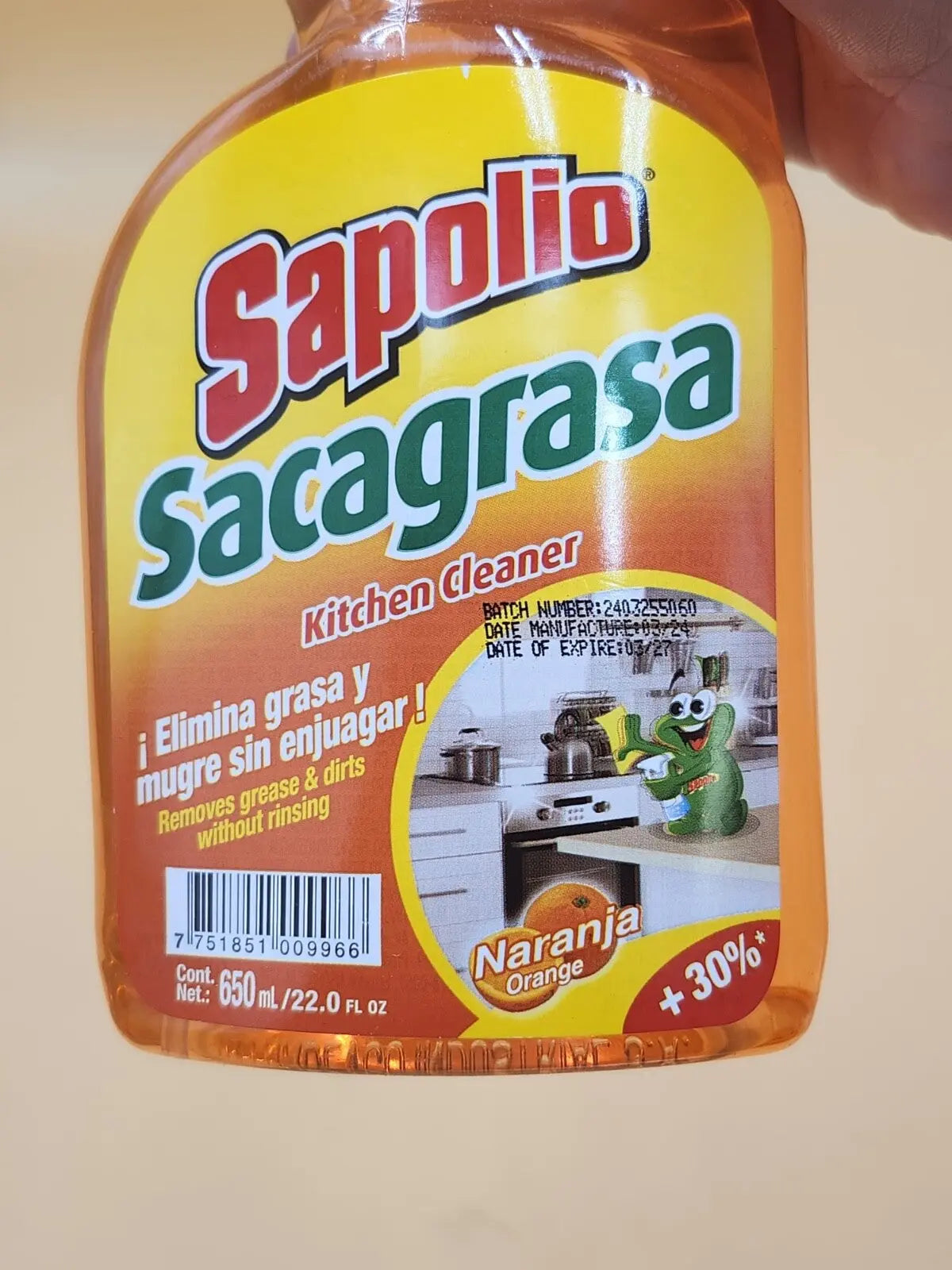 ORANGE GREASE CLEANER SAPOLIO SACAGRASA - 6 PACK (22.7 oz each) My Store