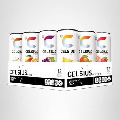 CELSIUS Assorted Flavors Official Variety Pack, Functional Essential Energy Drinks, 12 Fl Oz (Pack of 12)