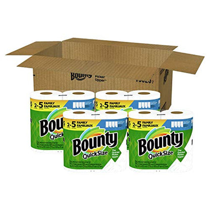Bounty Quick Size Paper Towels, White, 8 Family Rolls = 20 Regular Rolls (Packaging May Vary)